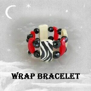 Retro Zebra Bangle Wide Bracelet Recycled Vintage One of a Kind Summer Jewelry